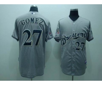 mlb milwaukee brewers #27 gomez grey(40th patch cool base)