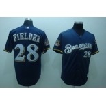 mlb milwaukee brewers #28 fielder  blue[40th patch]