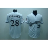 mlb milwaukee brewers #28 fielder white(40th)