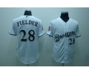 mlb milwaukee brewers #28 fielder white(40th)