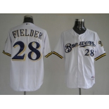 mlb milwaukee brewers #28 fielder white