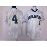 mlb milwaukee brewers #4 paul molitor 1982 m&n white(blue strip)