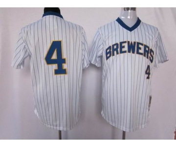 mlb milwaukee brewers #4 paul molitor 1982 m&n white(blue strip)