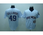 mlb milwaukee brewers #49 gallardo white(blue strip)