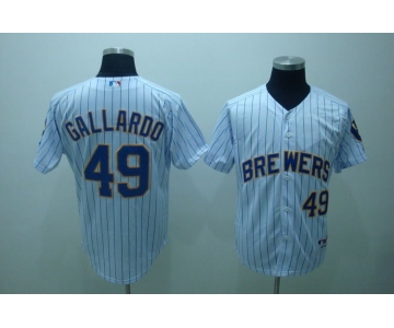 mlb milwaukee brewers #49 gallardo white(blue strip)