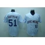 mlb milwaukee brewers #51 hoffman white(blue strip)