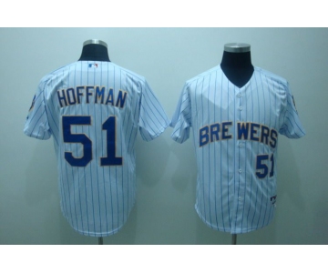 mlb milwaukee brewers #51 hoffman white(blue strip)