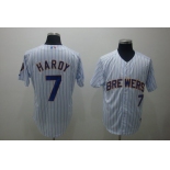 mlb milwaukee brewers #7 hardy white(blue strip)