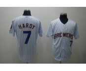 mlb milwaukee brewers #7 hardy white(blue strip)