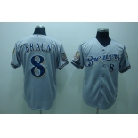 mlb milwaukee brewers #8 braun  grey[40th patch]