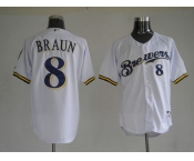 mlb milwaukee brewers #8 ryan brau white(cool base)