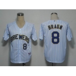 mlb milwaukee brewers #8 ryan braun white[2011 new blue strip]