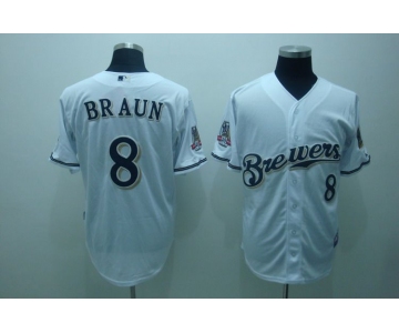 mlb milwaukee brewers #8 white(40th)