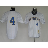 mlb milwaukee brewers molitor #4 m&n white(blue strip)