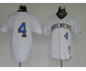 mlb milwaukee brewers molitor #4 m&n white(blue strip)