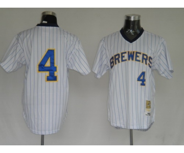 mlb milwaukee brewers molitor #4 m&n white(blue strip)