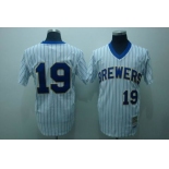 mlb milwaukee brewers yount #19 m&n white(blue strip)