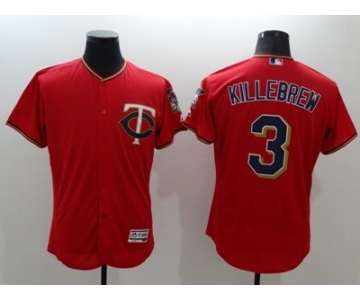 Men Minnesota Twins #3 Harmon Killebrew Majestic Red Flexbase Authentic Collection Player Jersey