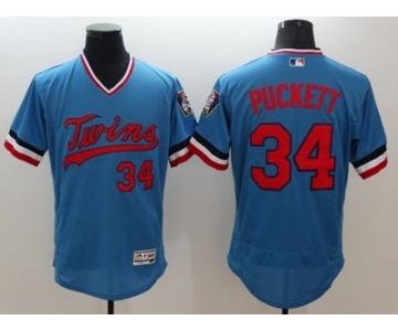 Men Minnesota Twins #34 Kirby Puckett Majestic Blue Flexbase Authentic Collection Cooperstown Player Jersey