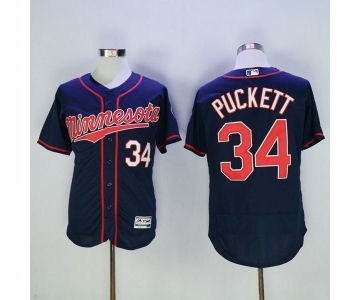 Men Minnesota Twins #34 Kirby Puckett Majestic Blue Flexbase Authentic Collection Player Jersey