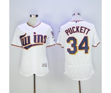 Men Minnesota Twins #34 Kirby Puckett Majestic White Flexbase Authentic Collection Player Jersey