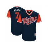 Men's 2017 Little League World Series Twins Joe Mauer #7 Mauer Navy Jersey