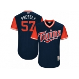 Men's 2017 Little League World Series Twins Ryan Pressly #57 Pressly Navy Jersey