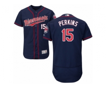 Men's Majestic Minnesota Twins #15 Glen Perkins Navy Blue Flexbase Authentic Collection MLB Jersey