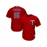 Men's Majestic Minnesota Twins #15 Glen Perkins Replica Scarlet Alternate Cool Base MLB Jersey