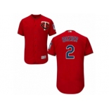 Men's Majestic Minnesota Twins #2 Brian Dozier Scarlet Flexbase Authentic Collection MLB Jersey