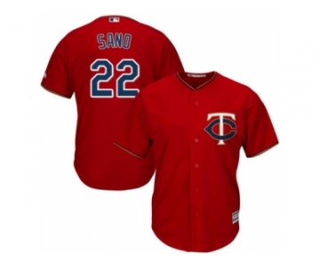 Men's Majestic Minnesota Twins #22 Miguel Sano Authentic Scarlet Alternate Cool Base MLB Jersey