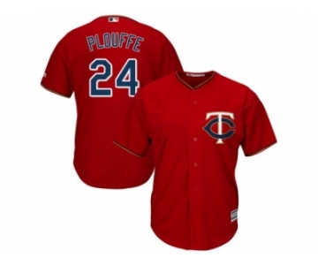 Men's Majestic Minnesota Twins #24 Trevor Plouffe Authentic Scarlet Alternate Cool Base MLB Jersey