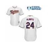 Men's Majestic Minnesota Twins #24 Trevor Plouffe Authentic White Home Cool Base MLB Jersey