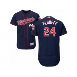 Men's Majestic Minnesota Twins #24 Trevor Plouffe Navy Blue Flexbase Authentic Collection MLB Jersey