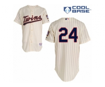 Men's Majestic Minnesota Twins #24 Trevor Plouffe Replica Cream Alternate Cool Base MLB Jersey