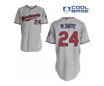 Men's Majestic Minnesota Twins #24 Trevor Plouffe Replica Grey Road Cool Base MLB Jersey