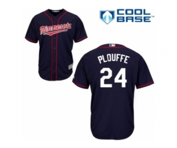 Men's Majestic Minnesota Twins #24 Trevor Plouffe Replica Navy Blue Alternate Road Cool Base MLB Jersey