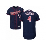 Men's Majestic Minnesota Twins #4 Paul Molitor Navy Blue Flexbase Authentic Collection MLB Jersey