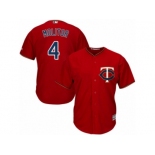 Men's Majestic Minnesota Twins #4 Paul Molitor Replica Scarlet Alternate Cool Base MLB Jersey