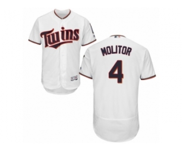 Men's Majestic Minnesota Twins #4 Paul Molitor White Flexbase Authentic Collection MLB Jersey