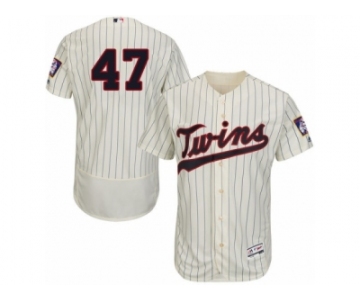 Men's Majestic Minnesota Twins #47 Ricky Nolasco Cream Flexbase Authentic Collection MLB Jersey