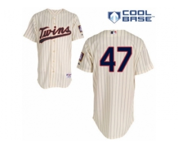 Men's Majestic Minnesota Twins #47 Ricky Nolasco Replica Cream Alternate Cool Base MLB Jersey