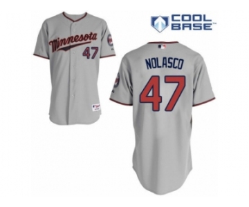 Men's Majestic Minnesota Twins #47 Ricky Nolasco Replica Grey Road Cool Base MLB Jersey