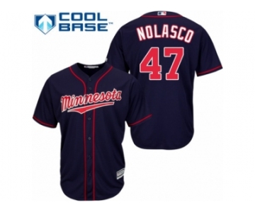 Men's Majestic Minnesota Twins #47 Ricky Nolasco Replica Navy Blue Alternate Road Cool Base MLB Jersey