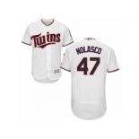 Men's Majestic Minnesota Twins #47 Ricky Nolasco White Flexbase Authentic Collection MLB Jersey