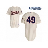 Men's Majestic Minnesota Twins #49 Kevin Jepsen Replica Cream Alternate Cool Base MLB Jersey