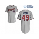 Men's Majestic Minnesota Twins #49 Kevin Jepsen Replica Grey Road Cool Base MLB Jersey