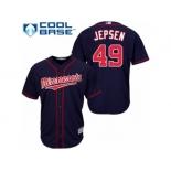 Men's Majestic Minnesota Twins #49 Kevin Jepsen Replica Navy Blue Alternate Road Cool Base MLB Jersey