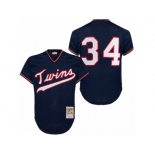 Men's Mitchell and Ness 1985 Minnesota Twins #34 Kirby Puckett Authentic Navy Blue Throwback MLB Jersey