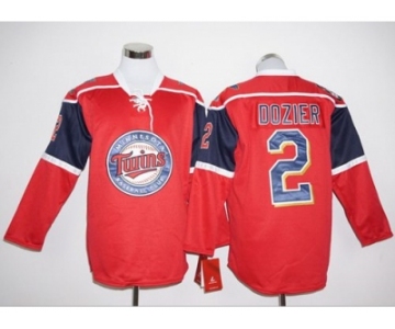 Minnesota Twins #2 Brian Dozier Red Long Sleeve Stitched Baseball Jersey